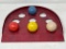 Antique Putting Game- Tin Stand with 5 Holes and 4 Colored Balls