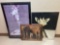 3 Framed Prints- Giraffes & Elephants