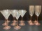 8 Martini Glasses with Pink Stems and 4 Matching Champagne Flutes