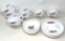 Fire King Floral Decorated Milk Glass Dessert Bowls, Cups and Salad Plates