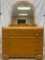 Depression Waterfall Style 4-Drawer Dresser with Mirror