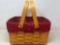 2003 Longaberger Pie Basket with Liner, Protector and Wooden Shelf