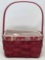 Longaberger Berry Basket with Liner, Protector & Wooden Tree, 2010 Falling Snow w/ Liner & Protector