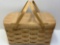 Double Handled Picnic Basket with Hinged Lid and Contents