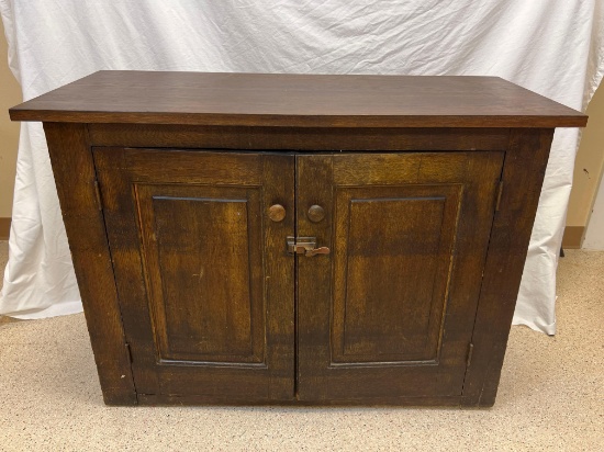 Antique, Rustic, American Country Pine Low 2-Door Cabinet