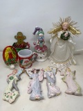 Angel Ornaments, Angel Tree Topper, Lighted Snowman, Mug, Night Light, Gingerbread Man Box