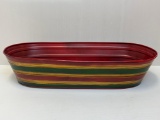 Metal Oval Container in Red/Gold/Green