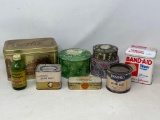 Vintage Product Tins- Campho Phenique, Orris Root, Vegex Vitamin B Cubes, Borbro Epsom Salts, More