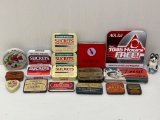 Grouping of Various Tins- Sucrets, Licorice Wafers, Phillips' Milk of Magnesia, Meloids, Djarum. Etc