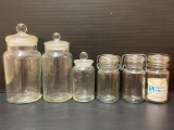 3 Various Sized Canister Jars with Lids and 3 Canning Type Jars with Wire Closures