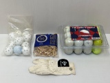 Golf Balls- Regular & Practice, Tees, Golfer's Glove,