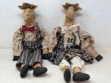 2 Folk Art Giraffe Dolls- Male & Female