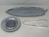 Silver Plated Leaf Tray, Pewter 