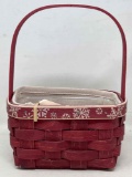 Longaberger Berry Basket with Liner, Protector & Wooden Tree, 2010 Falling Snow w/ Liner & Protector