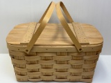 Double Handled Picnic Basket with Hinged Lid and Contents