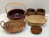 5 Baskets in Lot- One is Longaberger with Fabric Liner & Protector