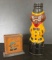 Antique Zell Products Scrappy Bank, Pittsburgh PA, & Folk Art Painted Fox & Co. Figural Syrup Bottle