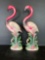 Pair of Ceramic Pink Flamingoes Figures