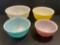 4 Fire-King Graduated Mixing Bowls with Swirl Design