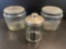 2 Large Fluted Jars with Glass Lids and Fluted Glass Jar with Metal Lid