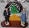 2 Wizard of Oz Character Dolls- Wizard and Auntie Em on Base with Yellow Brick Road and Emerald City