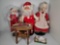 Santa & Mrs. Claus Dolls with Tea Set on Tray, Work Bench and Animated Santa Figure