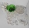 Glassware Grouping Including Green Chip & Dip Bowls, Leaf Luncheon Plates, Serving Bowl, 15 Cups