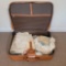 Suitcase with Doilies, Dresser Scarves, Embroidered Linens, More