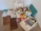 Large Lot of Crafting Supplies- Paper Ribbon, Glue Sticks, Crayons, Mini Baskets, Play Money
