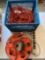 Plastic Crate and Extension Cords, Cord Reel and Outlet Strip