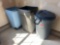 3 Plastic Trash Containers Including Wheeled, 1 Lid