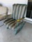 Porch Rocker in Green Paint with Striped Cushion, As is