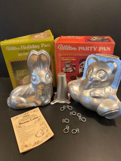 2 Wilton Cake Pans- Rabbit and Panda, Both with Boxes & Instructions
