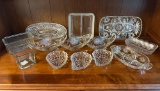 Glassware Grouping- Leaf Dishes, Relish Plates, Bowls, Salt Box, More