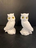 2 Alabaster Owl Figures
