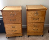 Two Wooden 2-Drawer Filing Cabinets
