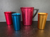 Partial Aluminum Beverage Set- Pitcher and 3 Tall Cups