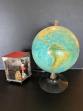 Asian Figure in Acrylic Cube and Globe