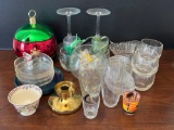Glassware Lot- Cups, Glasses, Stemware, Dishes, Bowls, China Cup, Ornament Bowl, Candle Holder