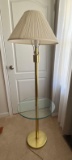 Brass Floor Lamp/Table with Pleated Shade