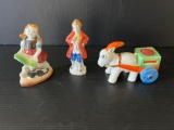 3 Figures- Girl, Boy & Donkey with Cart