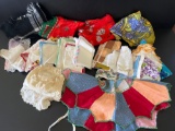 Lady's Scarves, Handkerchiefs (Some with Edging), Dresden Plate Type Table Scarf