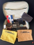 Small Vintage Suitcase with Bank Bags, Change/Coin Purses, Wallets, More