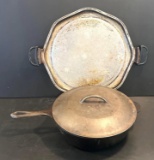 Cast Iron Skillet with Lid, Marked 