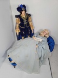 2 Character Dolls- Prince Charming and Sleeping Beauty on a Chase Lounge