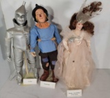 3 Wizard of Oz Character Dolls- Tin Man, Scarecrow and Glinda- Good Witch of the North