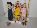 3 Character Dolls- Dutch Boy Paint, Mary Jane and Jello Girl in Polka Dot Dress