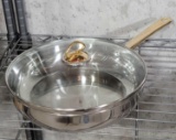 Stainless Steel Skillet with Glass Lid, Gold-Tone Handle