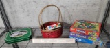 Decorative Candy Tin, Basket, Presidents Poster and Puzzles