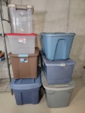 7 Large Plastic Storage Totes with Lids